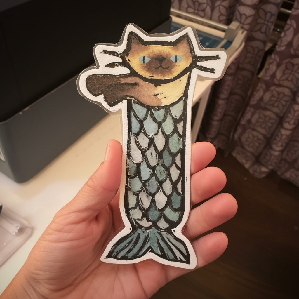 Siamese Cat Mermaid Bookmark