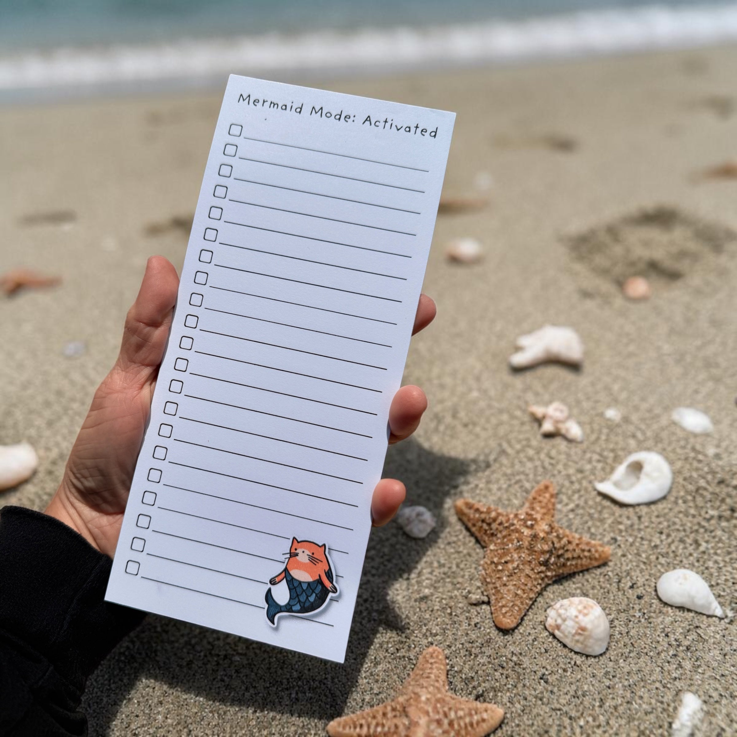 Mermaid Mode: Activated Magnetic Notepad – Ocean-Themed Grocery List Pad 🧜‍♀️🧲🛒