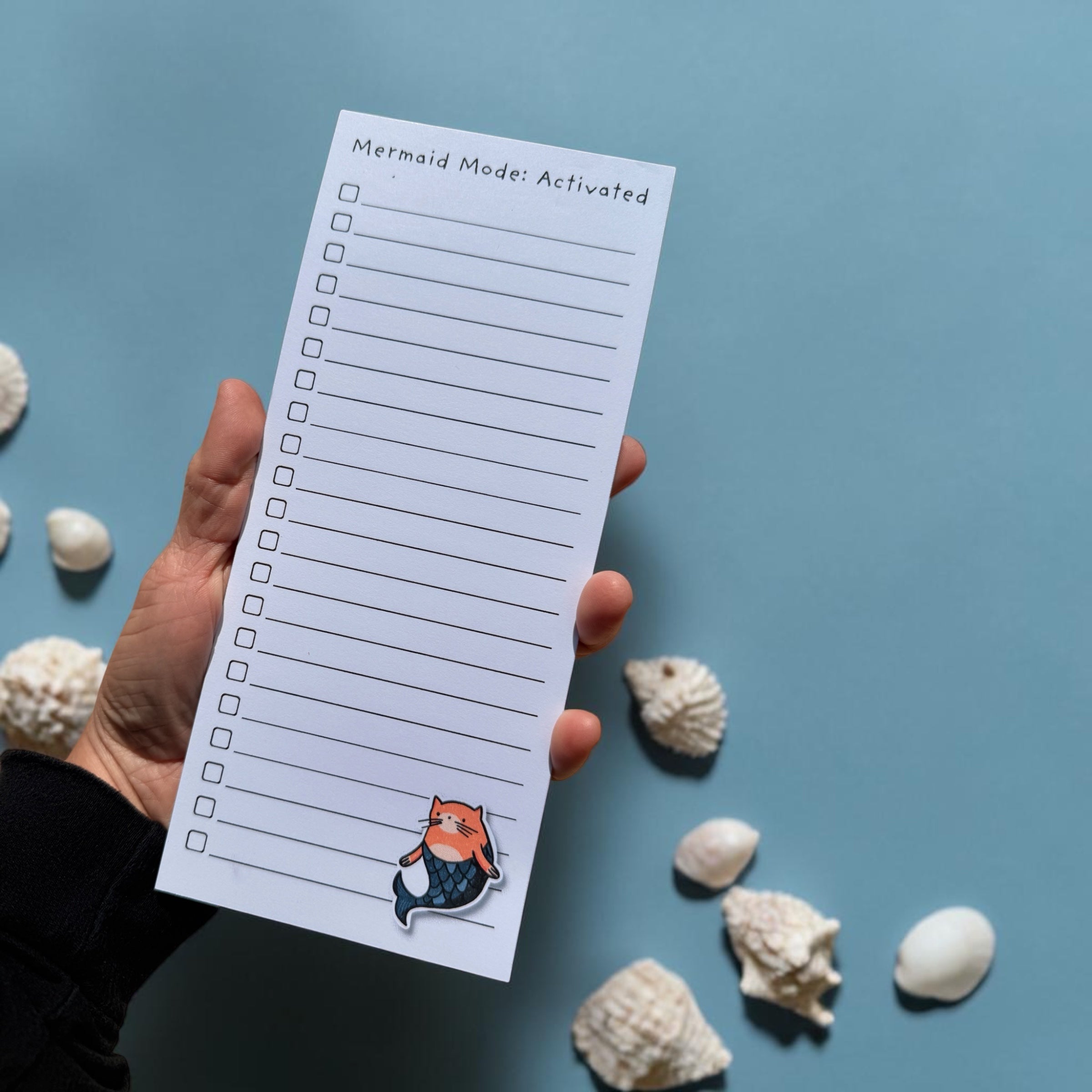 Mermaid Mode: Activated Magnetic Notepad – Ocean-Themed Grocery List Pad 🧜‍♀️🧲🛒
