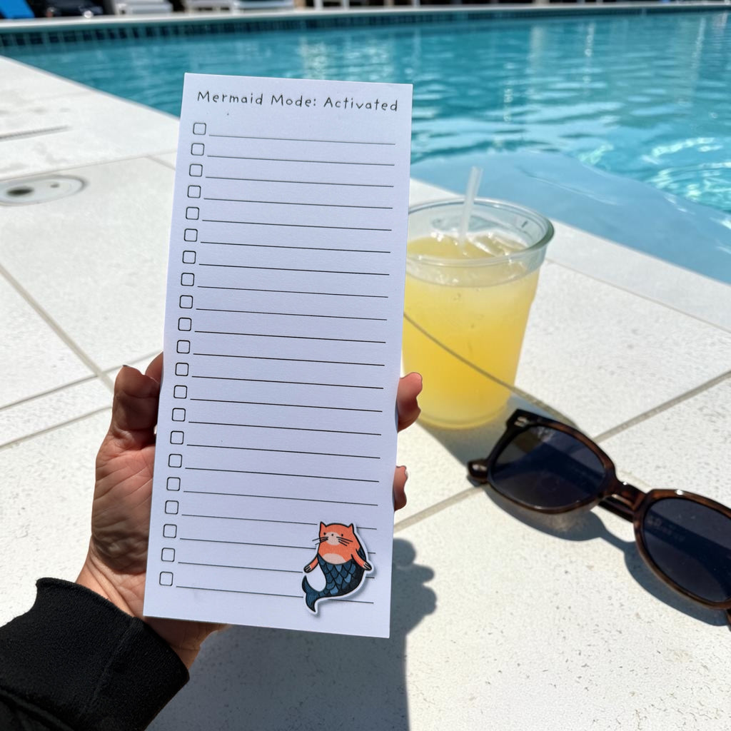 Mermaid Mode: Activated Magnetic Notepad – Ocean-Themed Grocery List Pad 🧜‍♀️🧲🛒