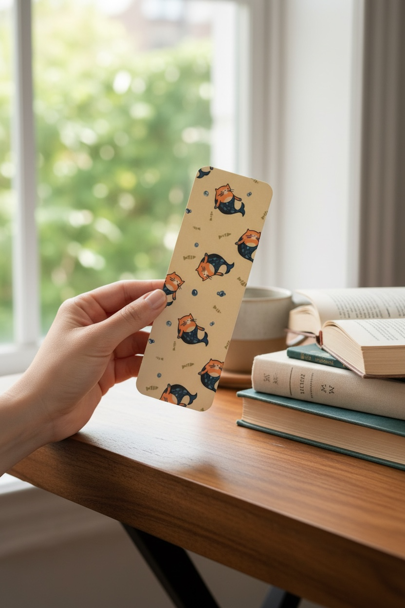 Simba Mermaid Bookmark – Laminated 2x6 Cat Bookmark