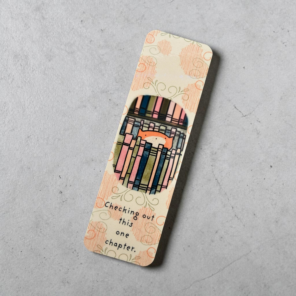 Library Cat Bookmark – “Checking Out This One Chapter” – Cozy Reader Gift