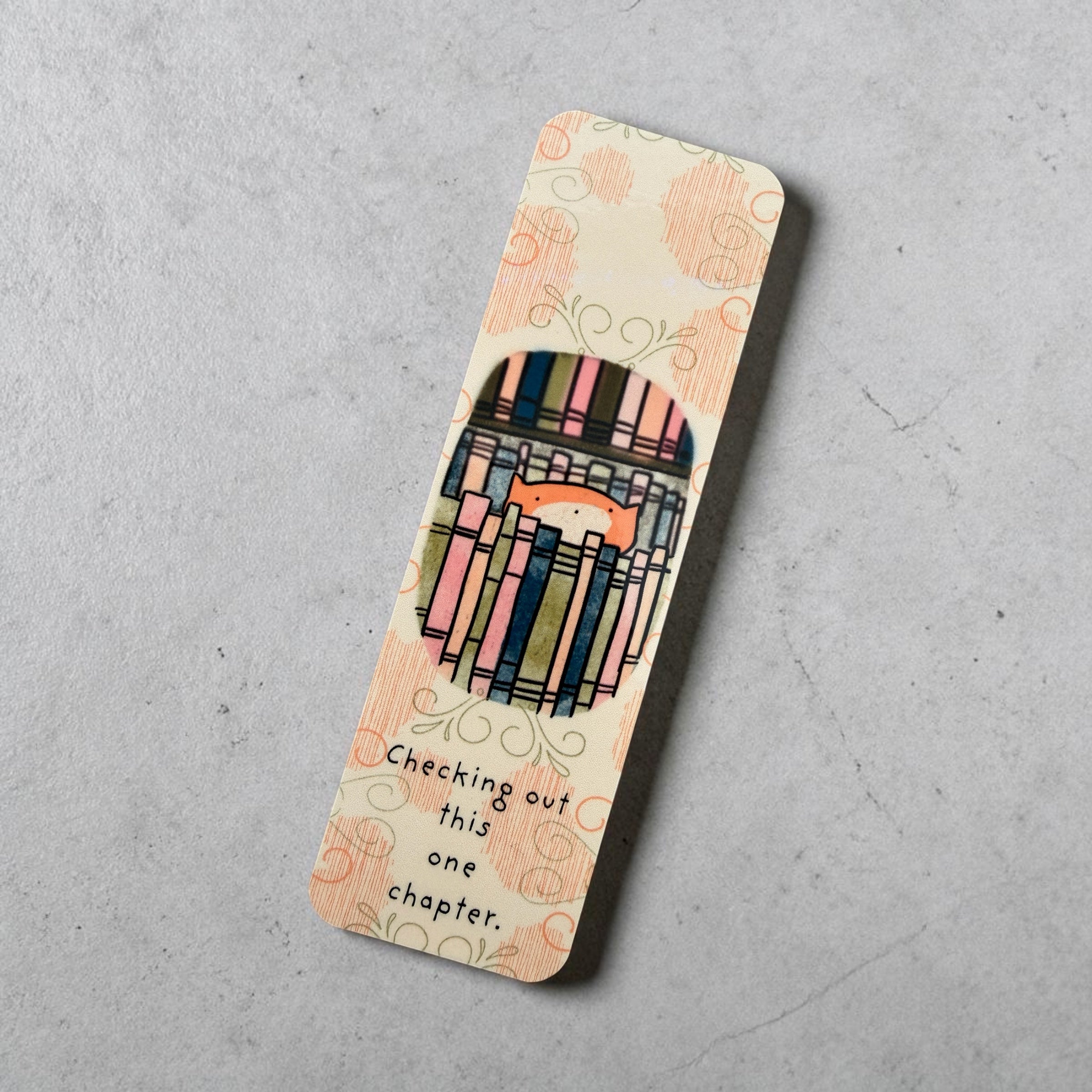 Library Cat Bookmark – “Checking Out This One Chapter” – Cozy Reader Gift