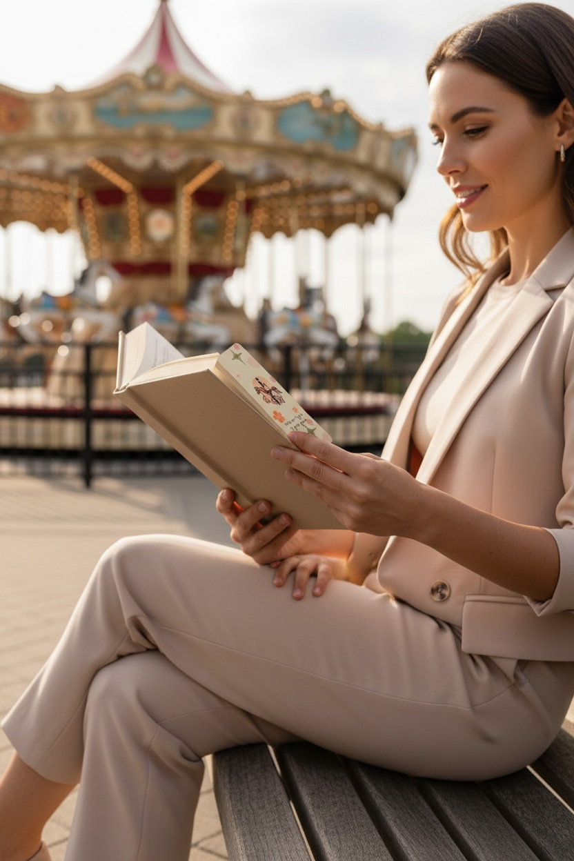 Carousel Cat Bookmark – “Hold On Tight, It Gets Good” – Cute Reading Bookmark