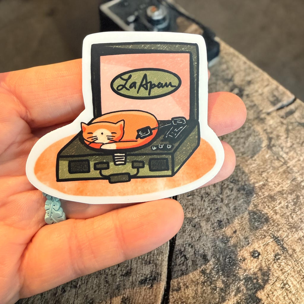 Simba Sleeping on Record Player Holographic Sticker