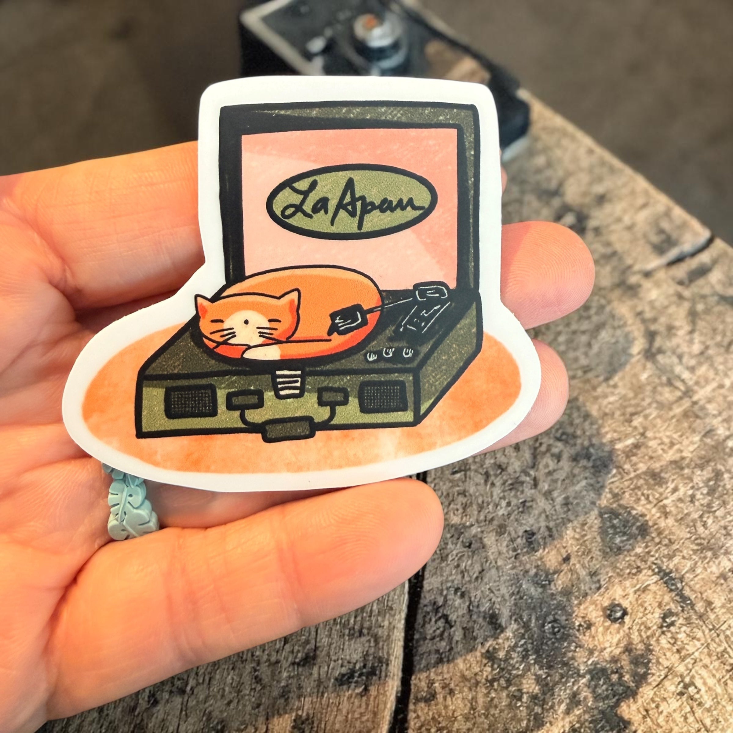 Simba Sleeping on Record Player Holographic Sticker