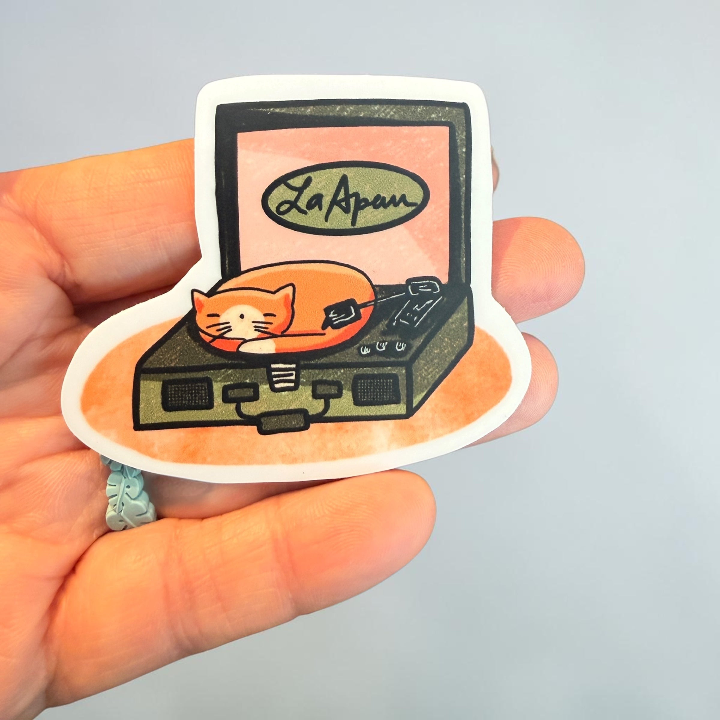 Simba Sleeping on Record Player Holographic Sticker