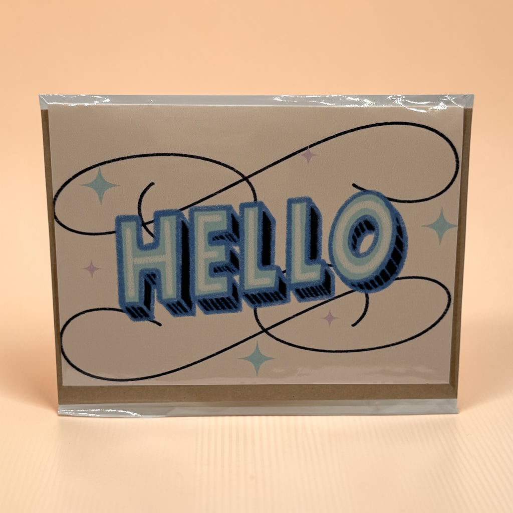 Hello Retro Typography Greeting Card