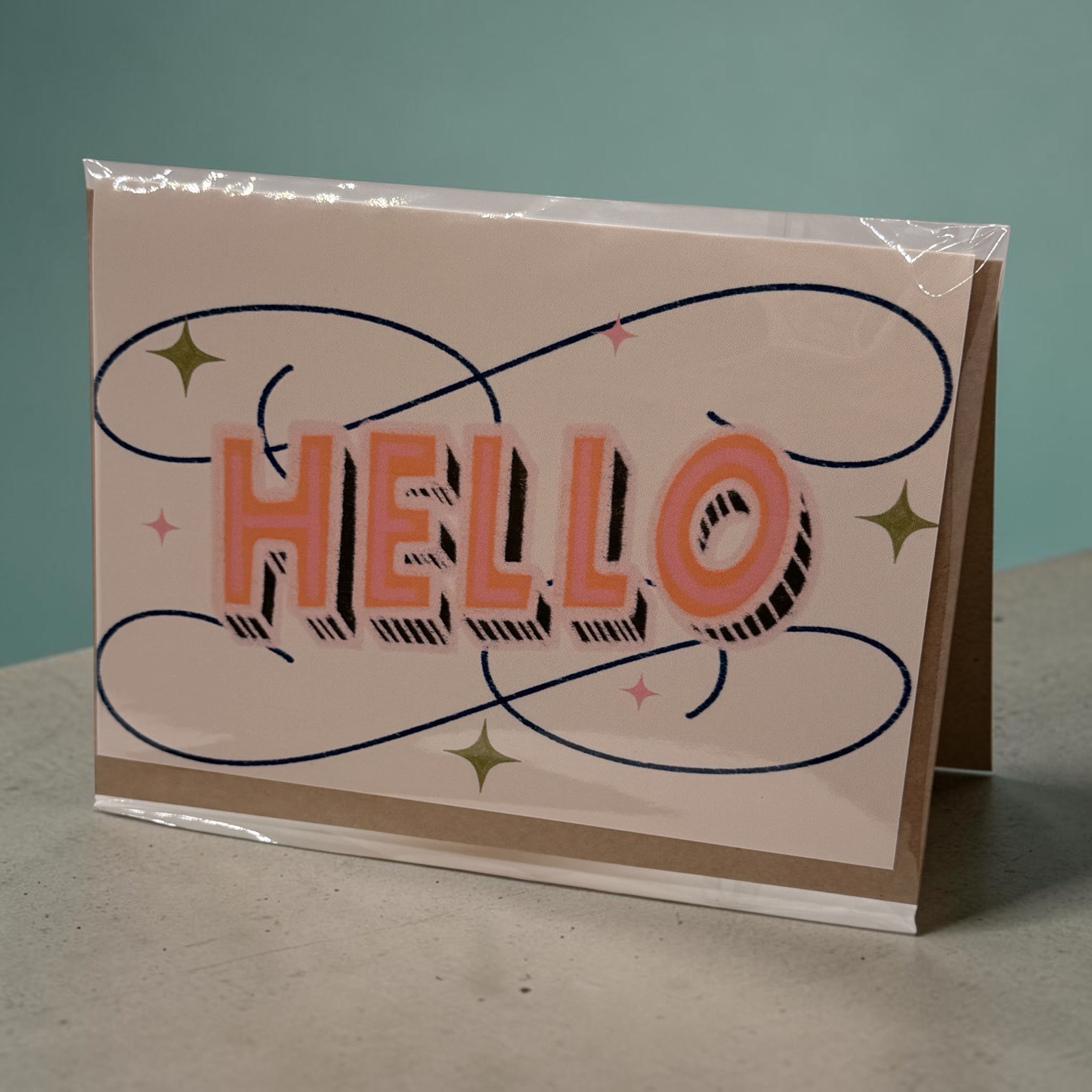 Hello Retro Typography Greeting Card