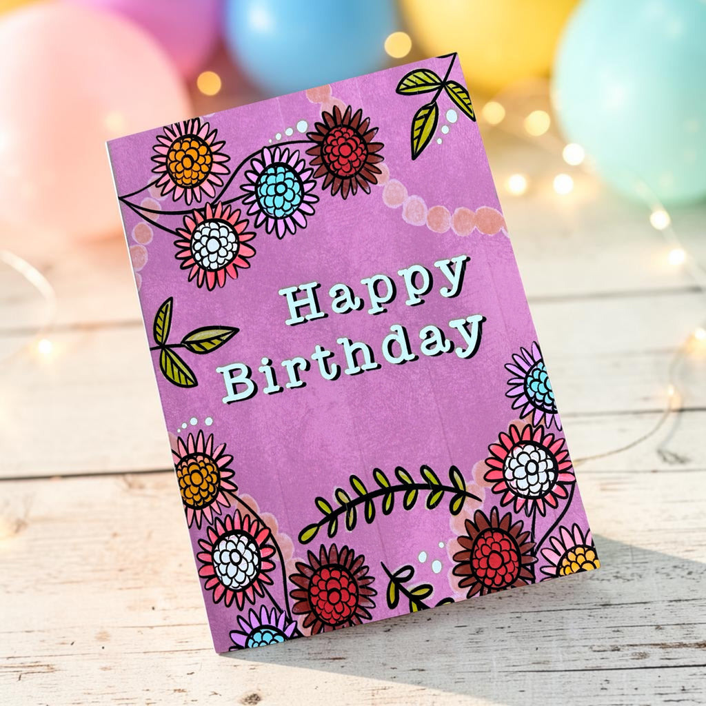 Happy Birthday — Floral Greeting Card
