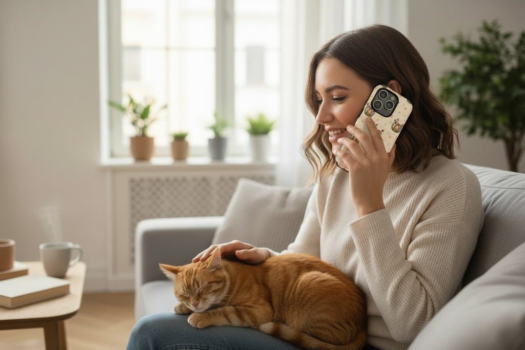 Floral Cat Pattern Magnetic Impact-Resistant Phone Case