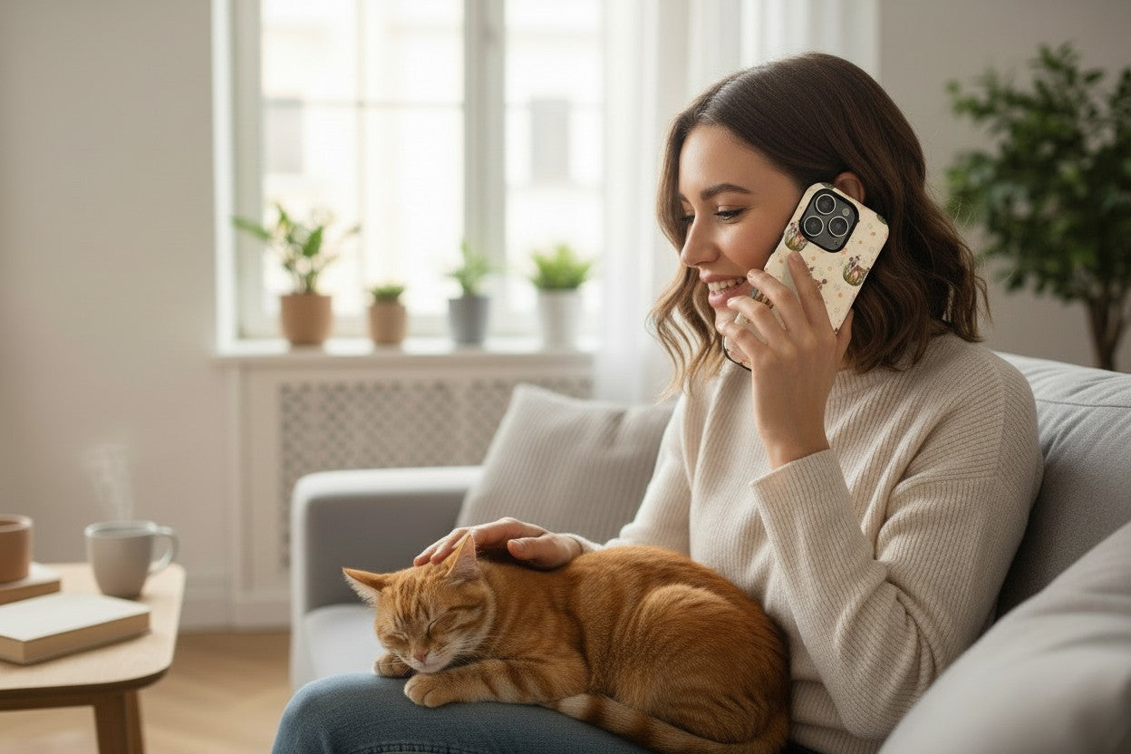 Floral Cat Pattern Magnetic Impact-Resistant Phone Case