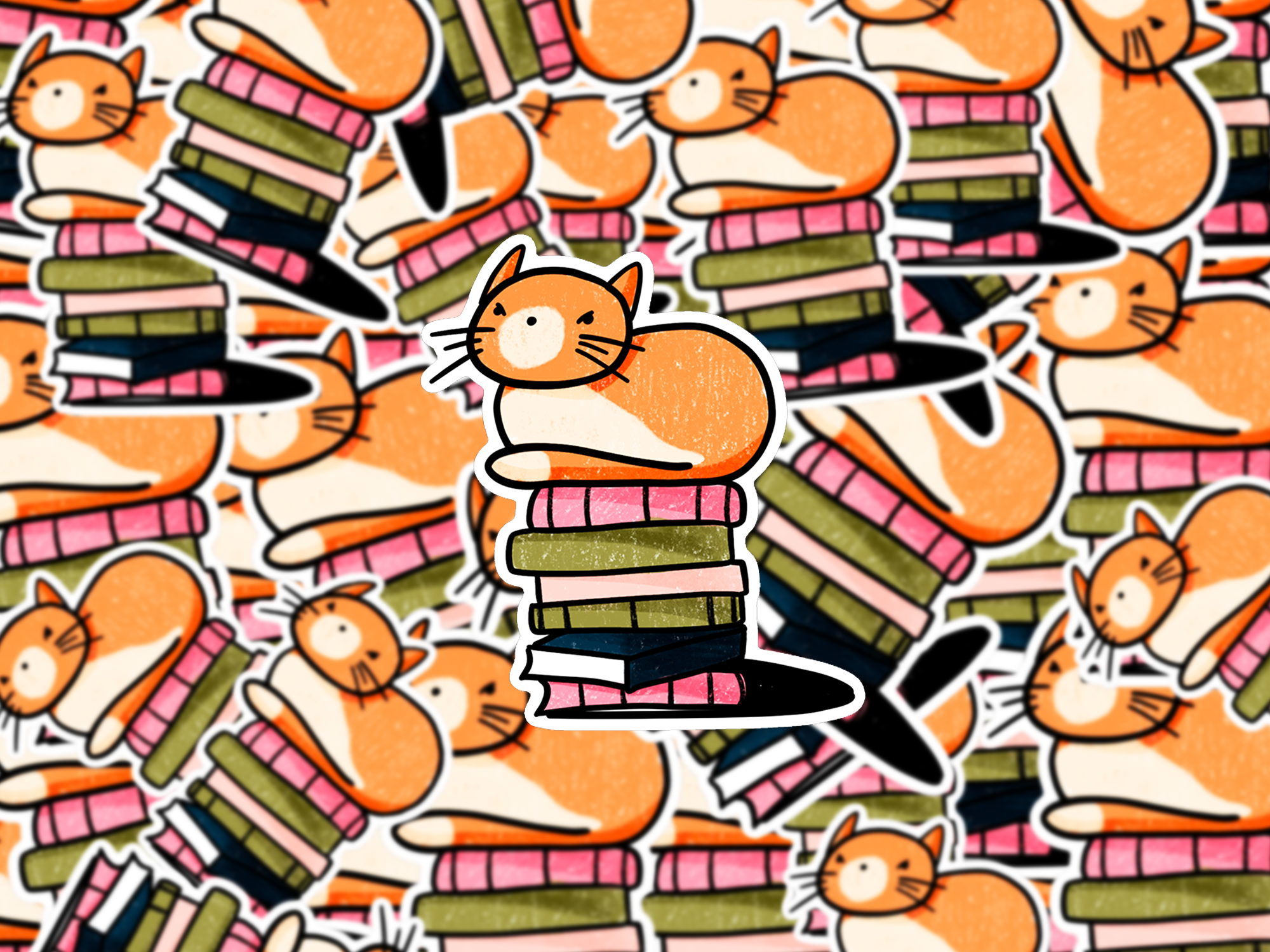 Simba Loaf on Books Holographic Sticker