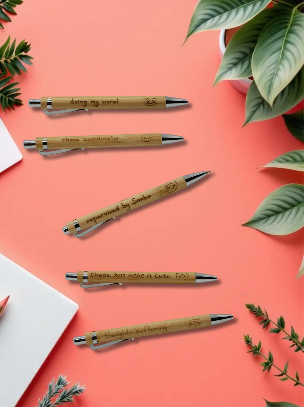 Engraved Bamboo Pen – Featuring Simba 🐾