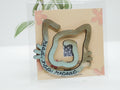 La Apau Creations wooden cat bookmark with ombre brown to blue gradient and read nap repeat text in clear packaging