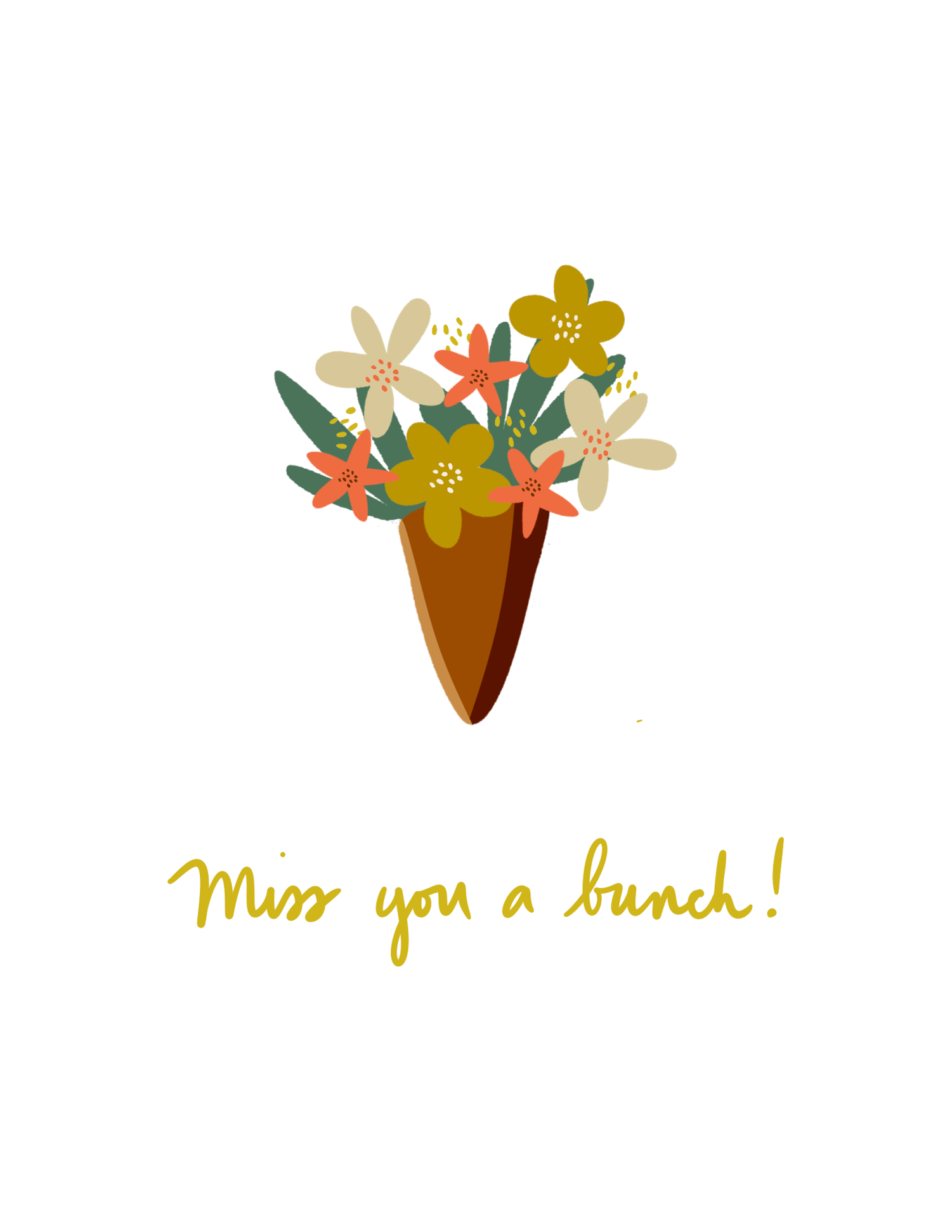 Miss You Bouquet Card-Instant Download