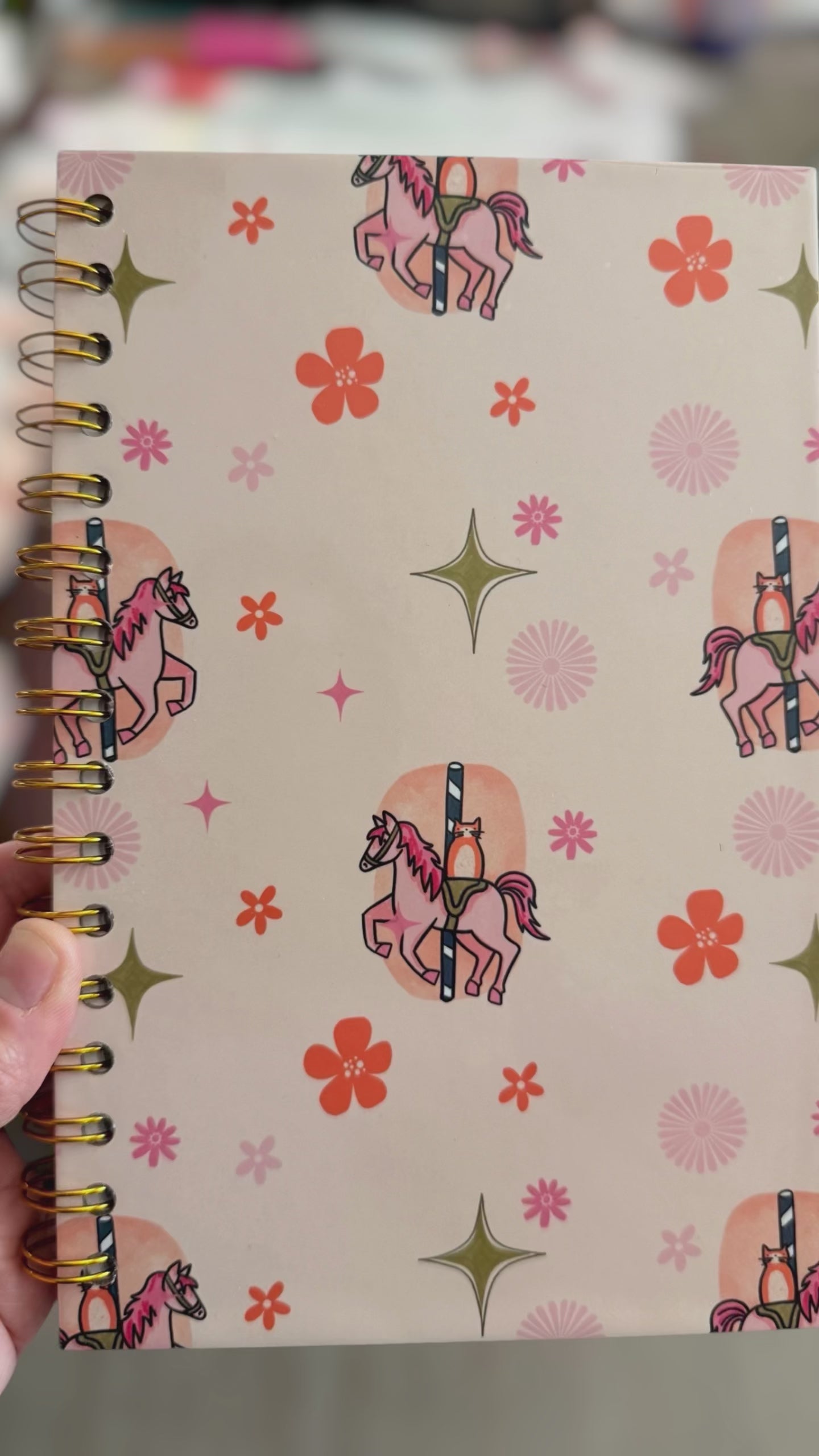 Carousel Cat Spiral Notebook – Cute Kawaii Journal for Cat Lovers